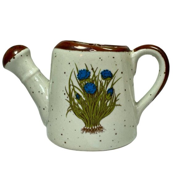 Takahashi Watering Can Planter Japan San Francisco Floral Speckled Stoneware 3.5 - Picture 1 of 16